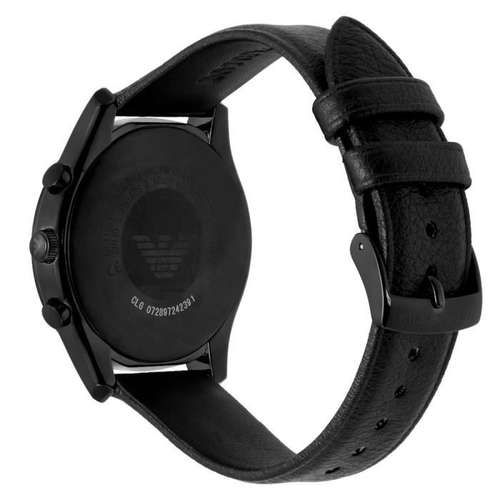 Montre Emporio Armani Hommes AR11583 - Noir Cuir - 40mm - 5 bar - Quartz - Analogique