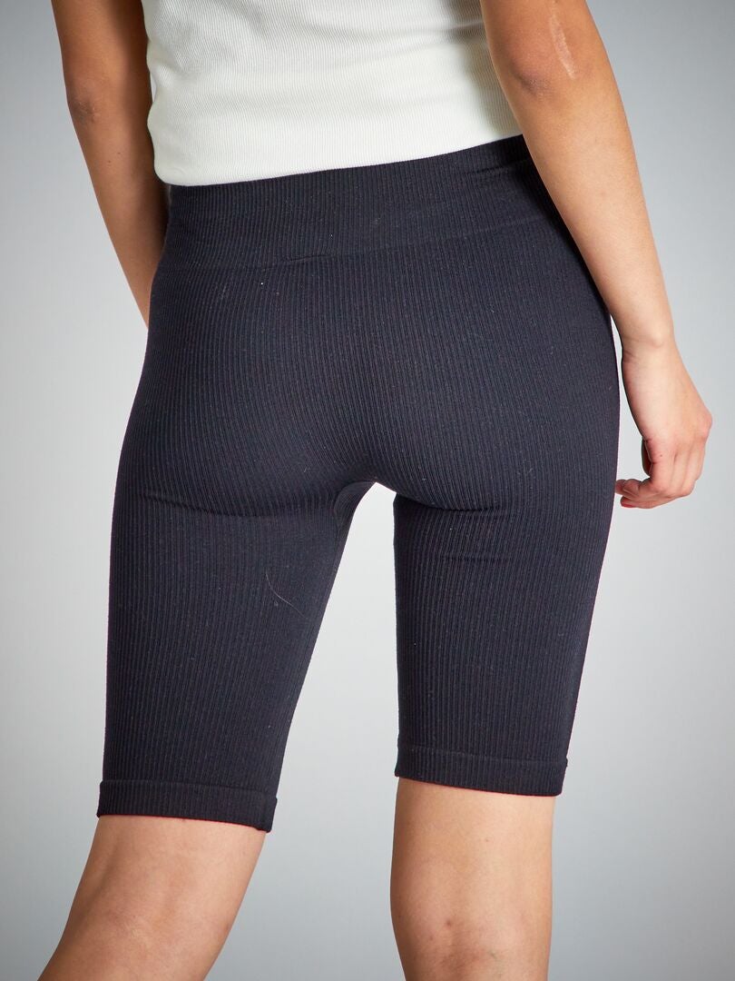 Pantalones cortos de ciclismo de punto acanalado - Negro