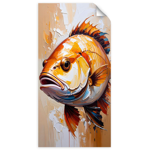 Plakat samoprzylepny do salonu sypialni Feeby Ryba imitacja farby 40x80