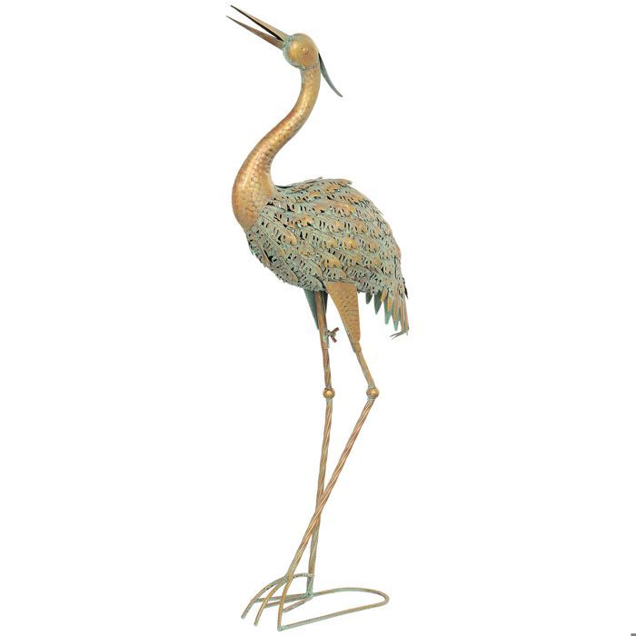 Estatua de jardín para exteriores, escultura de garza de metal, decoración de jardín para exteriores de 90 cm, multicolor.