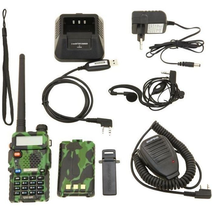 Baofeng UV-5R FM Walkie Talkie VHF/UHF Radio with Dual Band, Display, Standby, and Built-in Clock