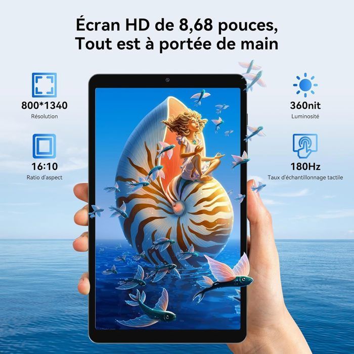 Blackview Link 2 Mini Tablette 8 Pouces,12Go+128Go/2To Gaming Tablette Tactile,Widevine L1,Android 15, 5000mAh, 5G WiFi Tablet -Bleu