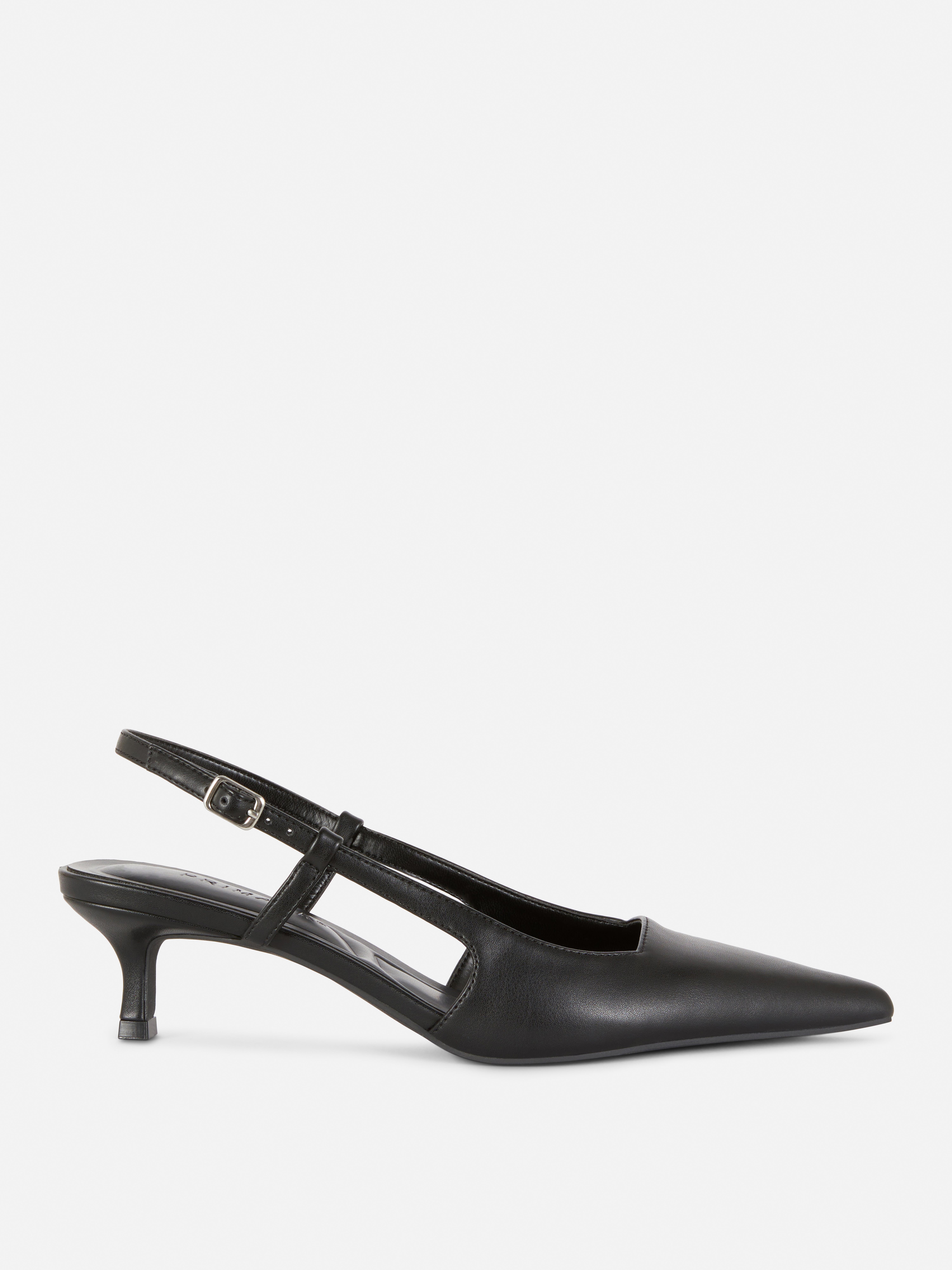 Pantofi cu slingback din piele ecologică, cu vârf ascuțit