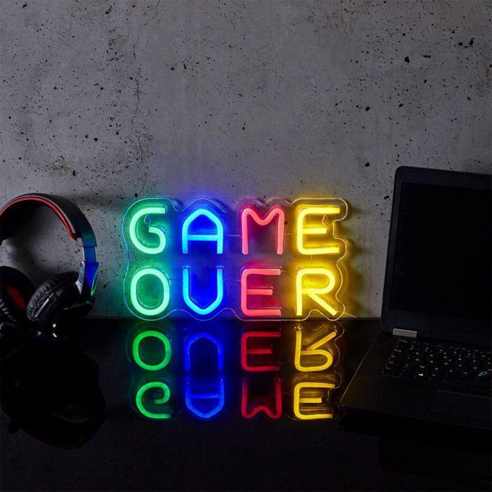 Lampe - Home Deco Factory - Game Over - Led - Effet Néon - Multicolore