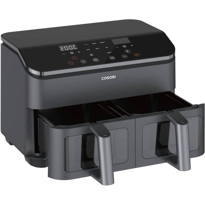 COSORI Airfryer - Chef-editie met dubbele mand - Inhoud 8,5 liter - 2 manden - 8 programma's - 1750W - Zwart