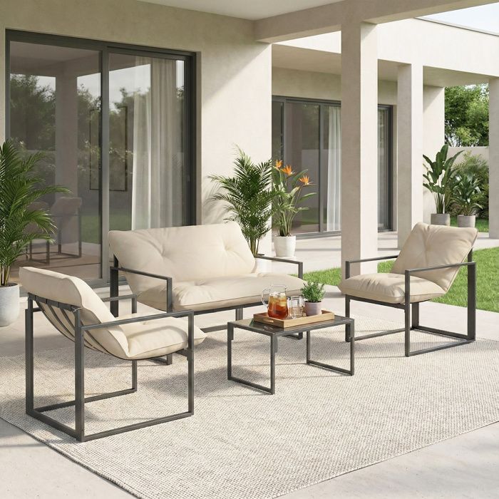 Outsunny - Conjunto de muebles de jardín - Acero - 114x70x67cm - Gris claro