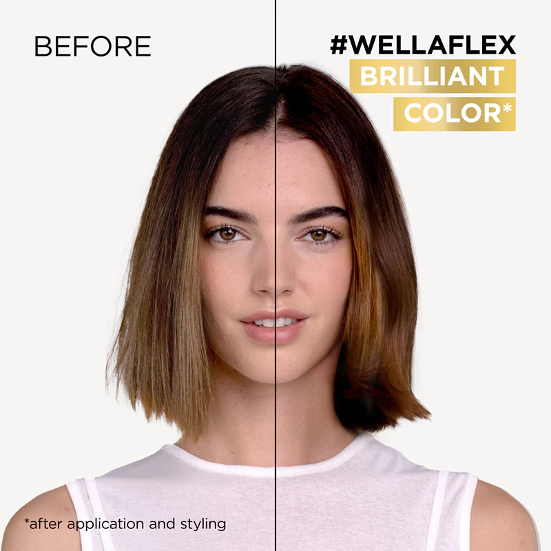 Spray fixador Wella Wellaflex Brilliant Color de fixação média para cabelos com coloração.