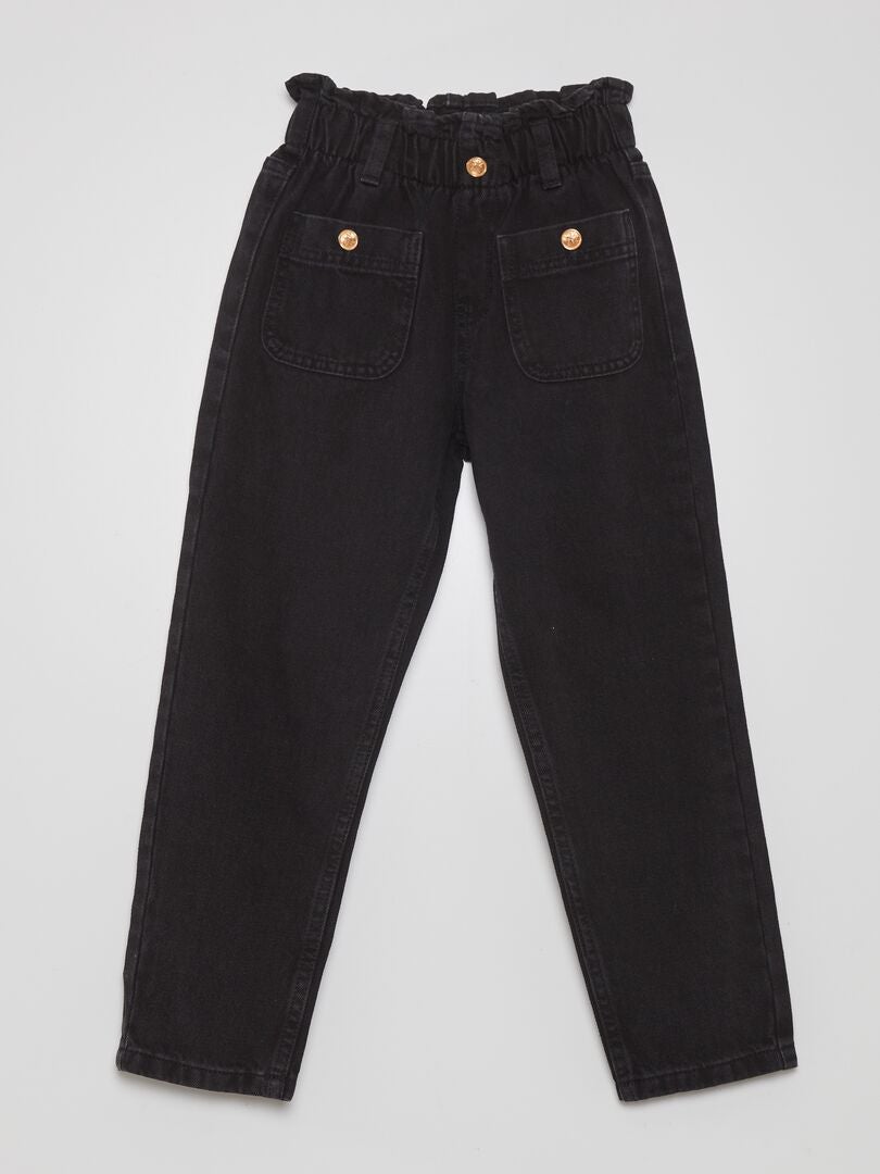 Calça jeans estilo Mom Fit - PRETA