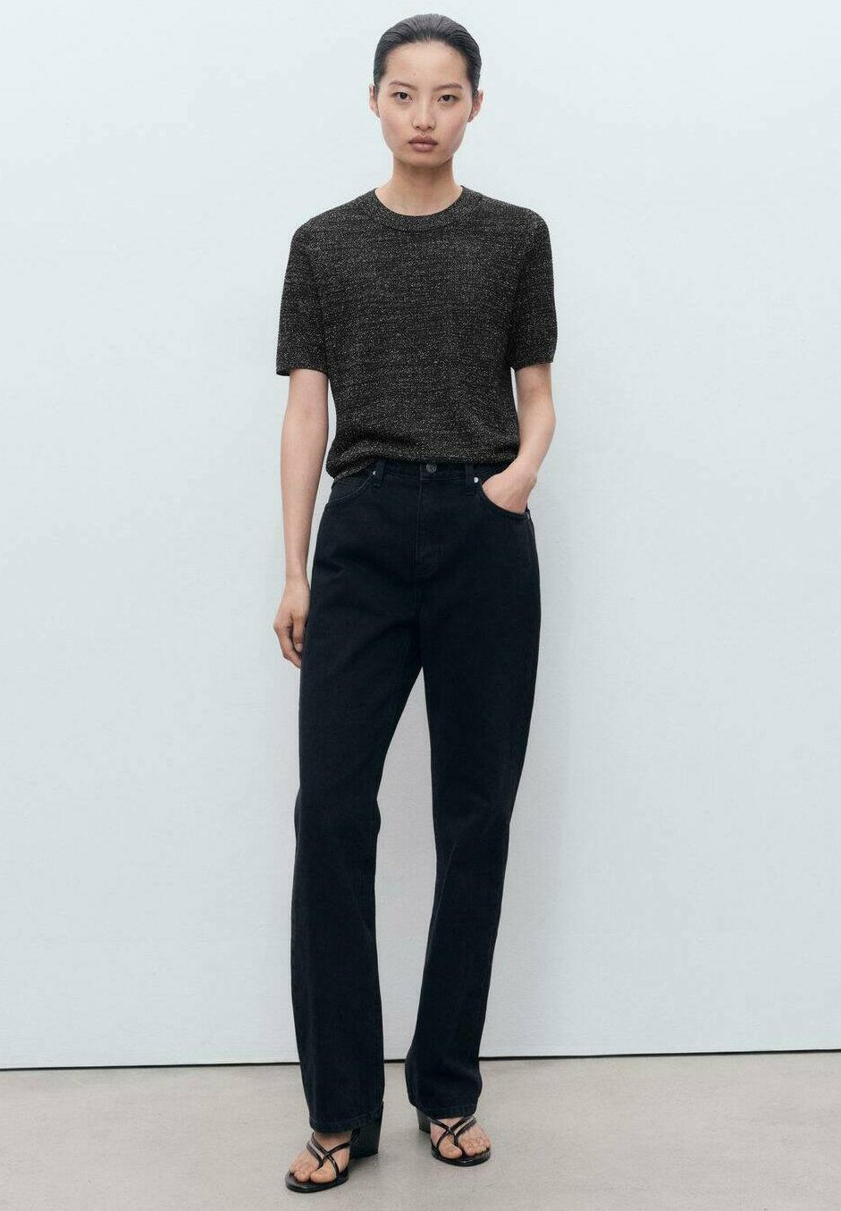 T-shirt Mango Basic - nera
