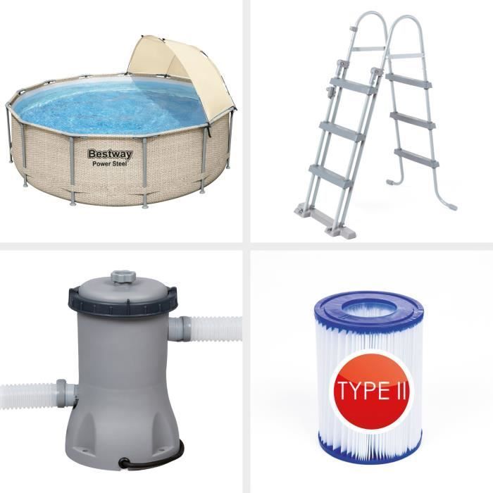 Piscine - BESTWAY - Power Steel - 396 cm - Acier inoxydable - Hors-sol