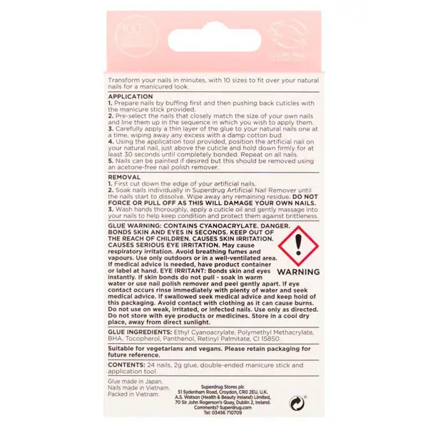 Unhas postiças Superdrug Finishing Touches rosa médio