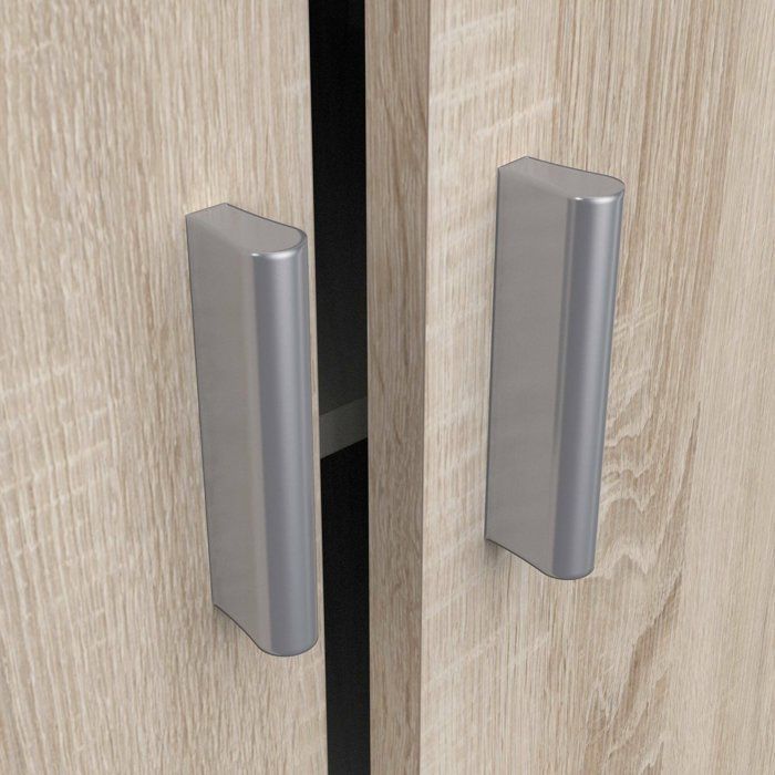 Armario multifuncional DMORA - 2 puertas, 6 estantes - Roble