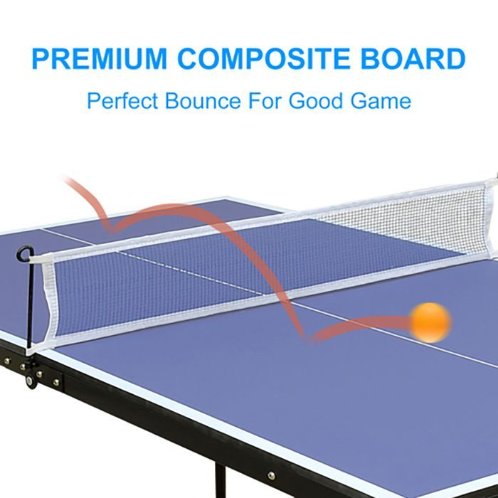 Tavolo da ping pong pieghevole da 137,2 cm / 4,5 piedi, tavolo da ping pong portatile con rete, 2 racchette da ping pong e 3 palline