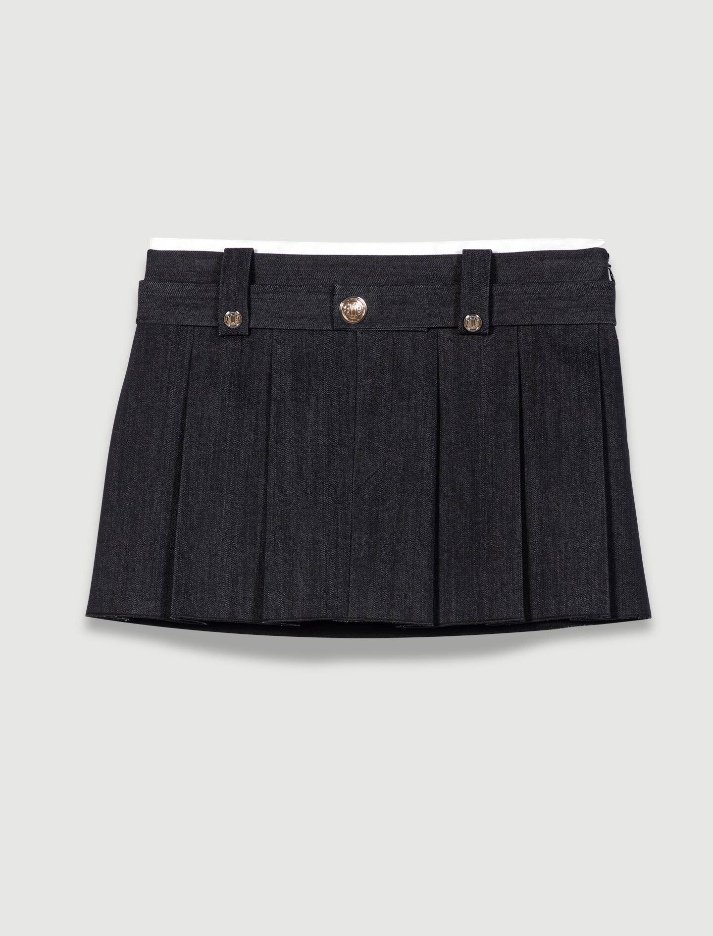 Zwarte minirok met denimlook - Zwart