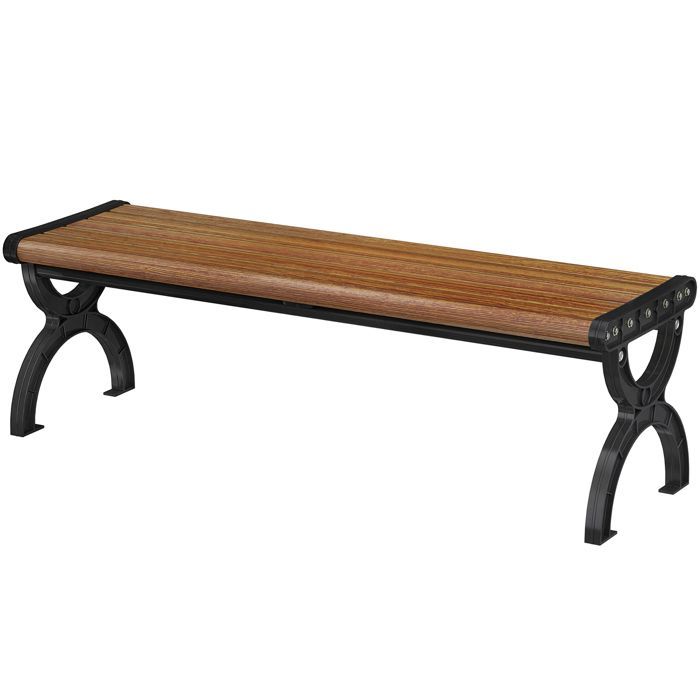 Banco de jardín Outsunny - 2 plazas - asiento de listones - estructura metálica - para terraza, patio o césped - 124 x 39 x 39 cm - efecto madera