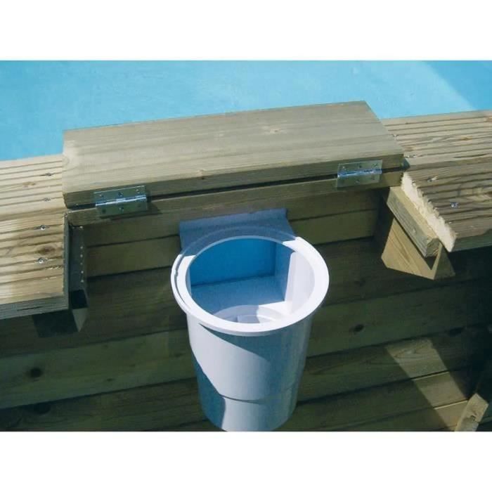 Kit de piscina de madera desmontable UBBINK - 490 x 300 x 120 cm - Ovalada (con filtro de arena, escalera interior y escalera exterior)