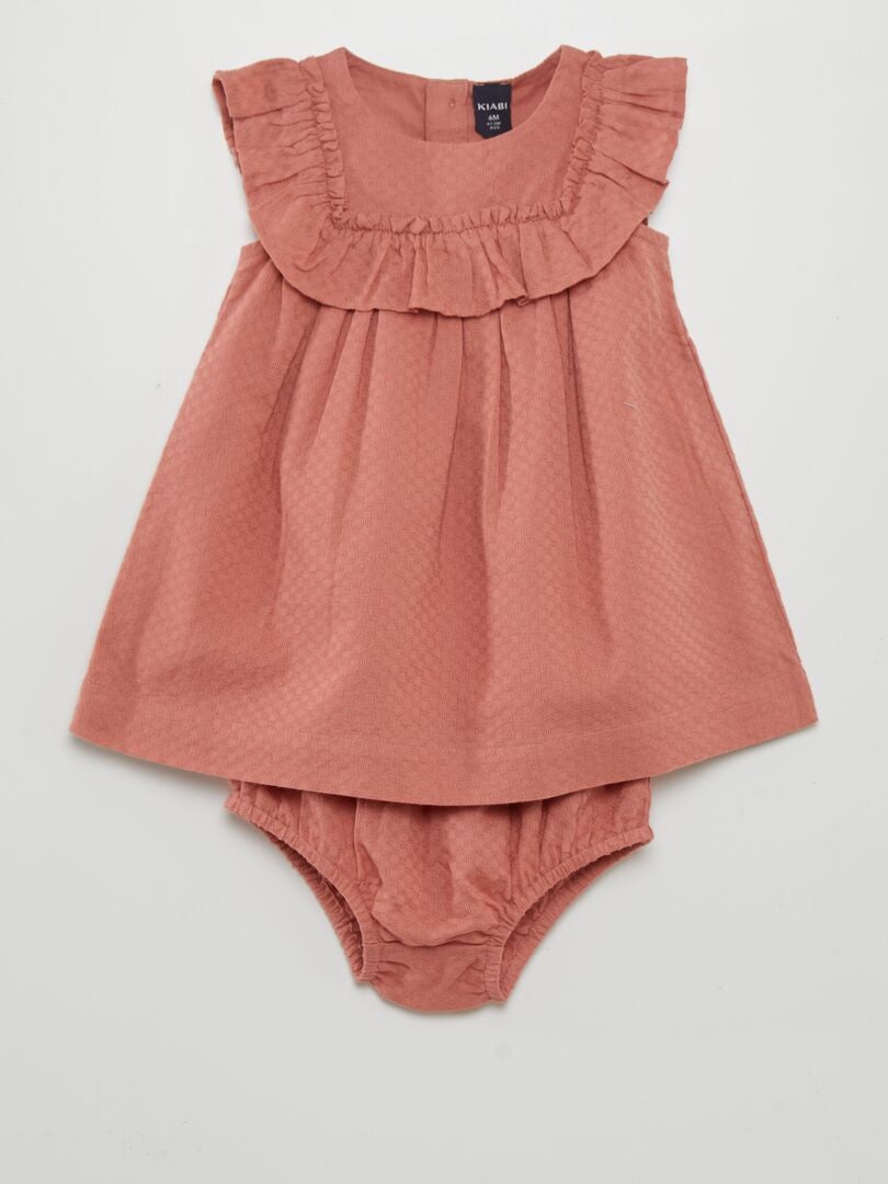 Vestido de corte A con volantes + Pantalones culotte a juego - ROSA