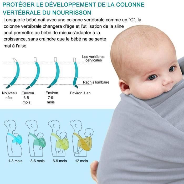 Porte bébé Écharpe de Portage -  - Gris clair - Mixte