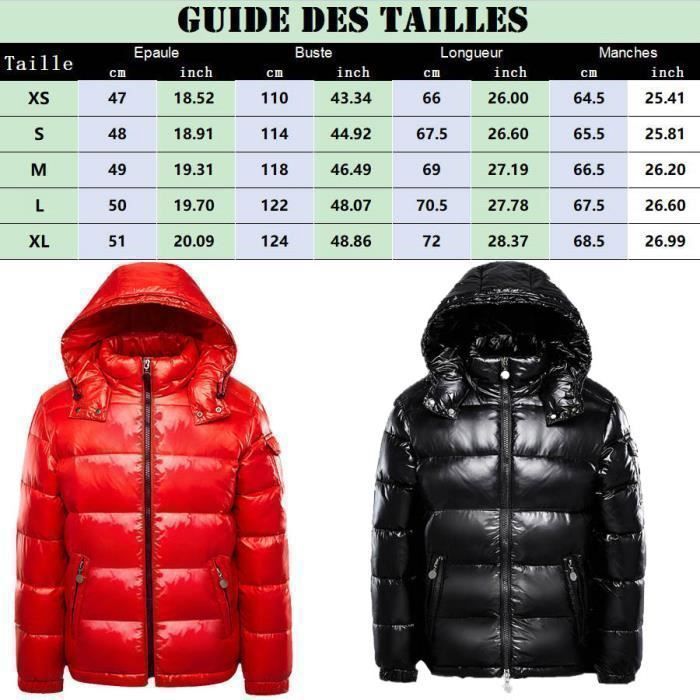 Chaqueta acolchada para hombre, chaqueta acolchada con capucha desmontable, chaqueta acolchada de invierno impermeable y brillante para hombre (XS-XL) - NEGRO