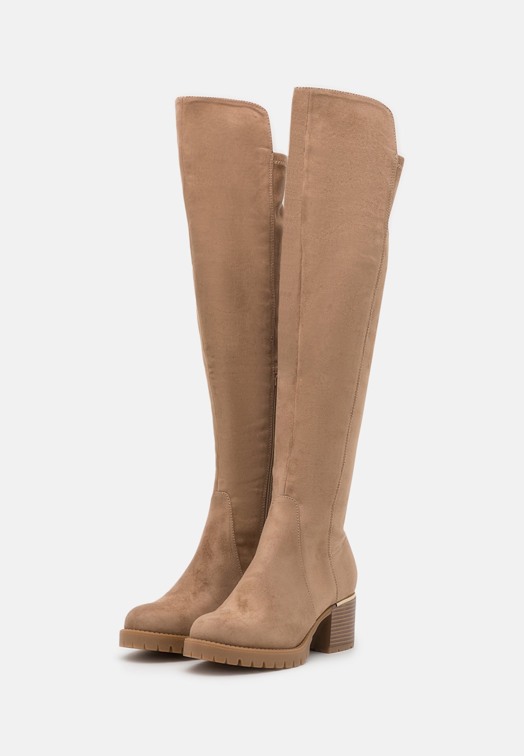 Anna Field overknee laarzen met wijde pasvorm - beige