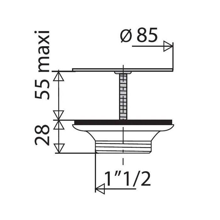 Ralo de pia - VALENTIN - 00 700100 000 00 - Fluxo livre - Grelha de aço inoxidável Ø85 mm - Conexão Ø60 mm