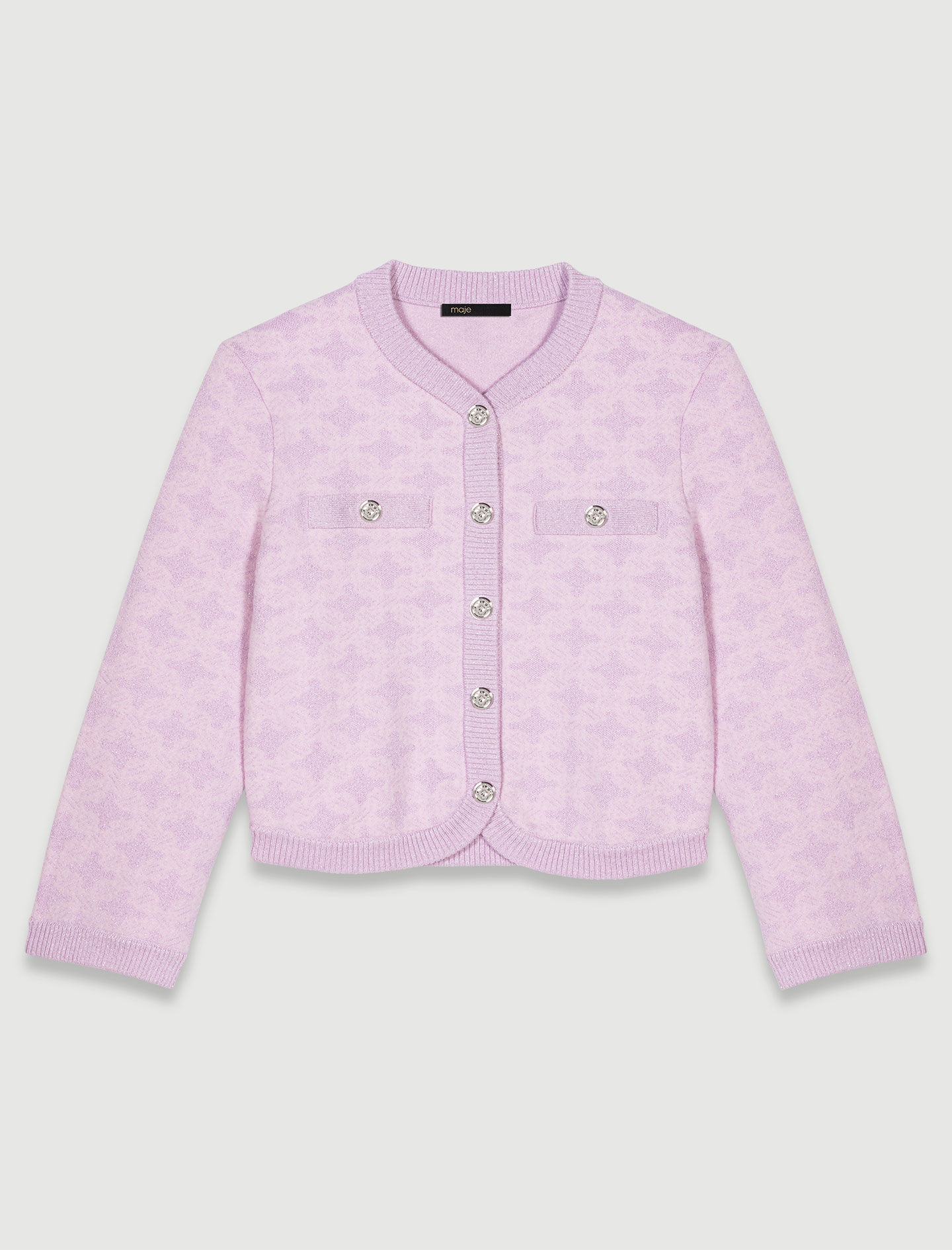 Cardigan tricotat cu efect jacquard - Roz deschis