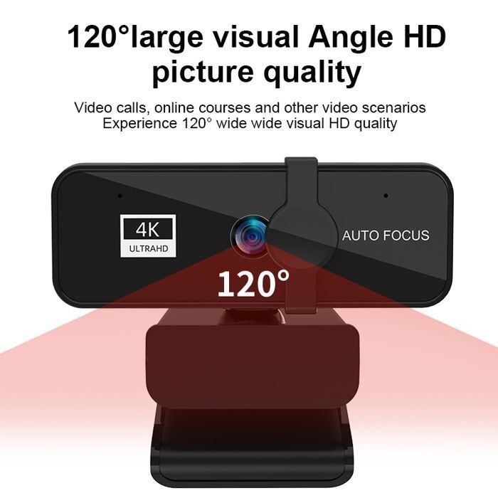 4K Webcam, zoomable webcam with microphone and remote control, equipped with a Sony sensor, 9X digital zoom, noise-canceling microphones