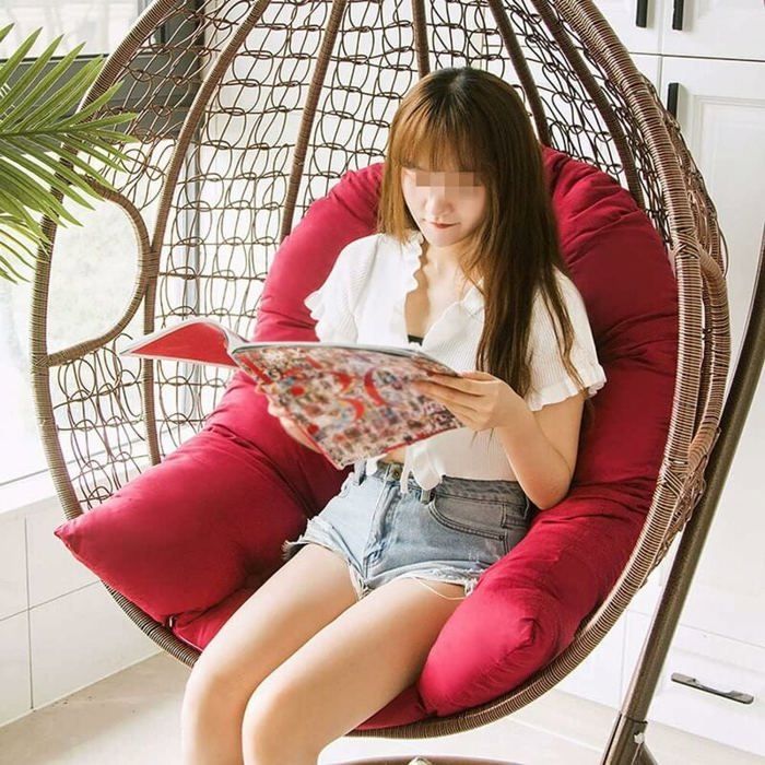 Balançoire Suspendue Coussin Hanging Egg Chair Hammock Tapis Patio Jardin Confort (Burgundy) YYV