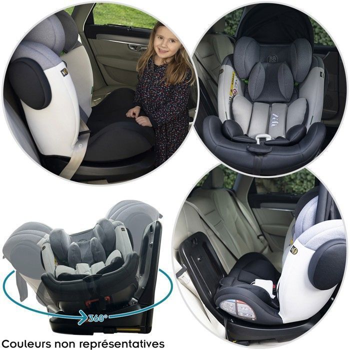 ZELI Siège-auto évolutif i-Size pivotant 360° enfants de 40 à 150 cm 0-36 kg Isofix Top Tether Rouge avec canopy