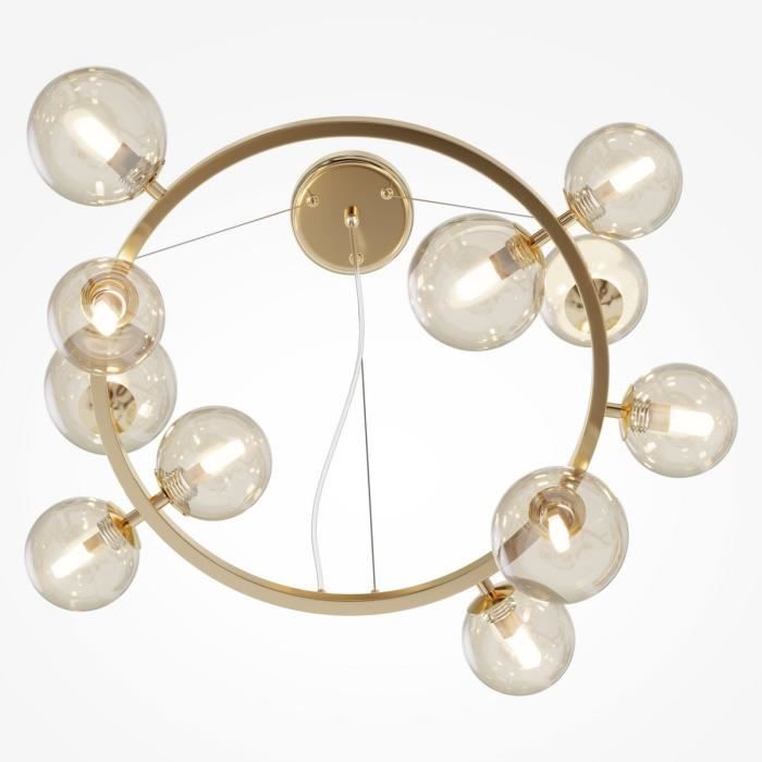 Suspended ceiling light - Maytoni - Dallas - 1 gold globe - Cognac shade - G9