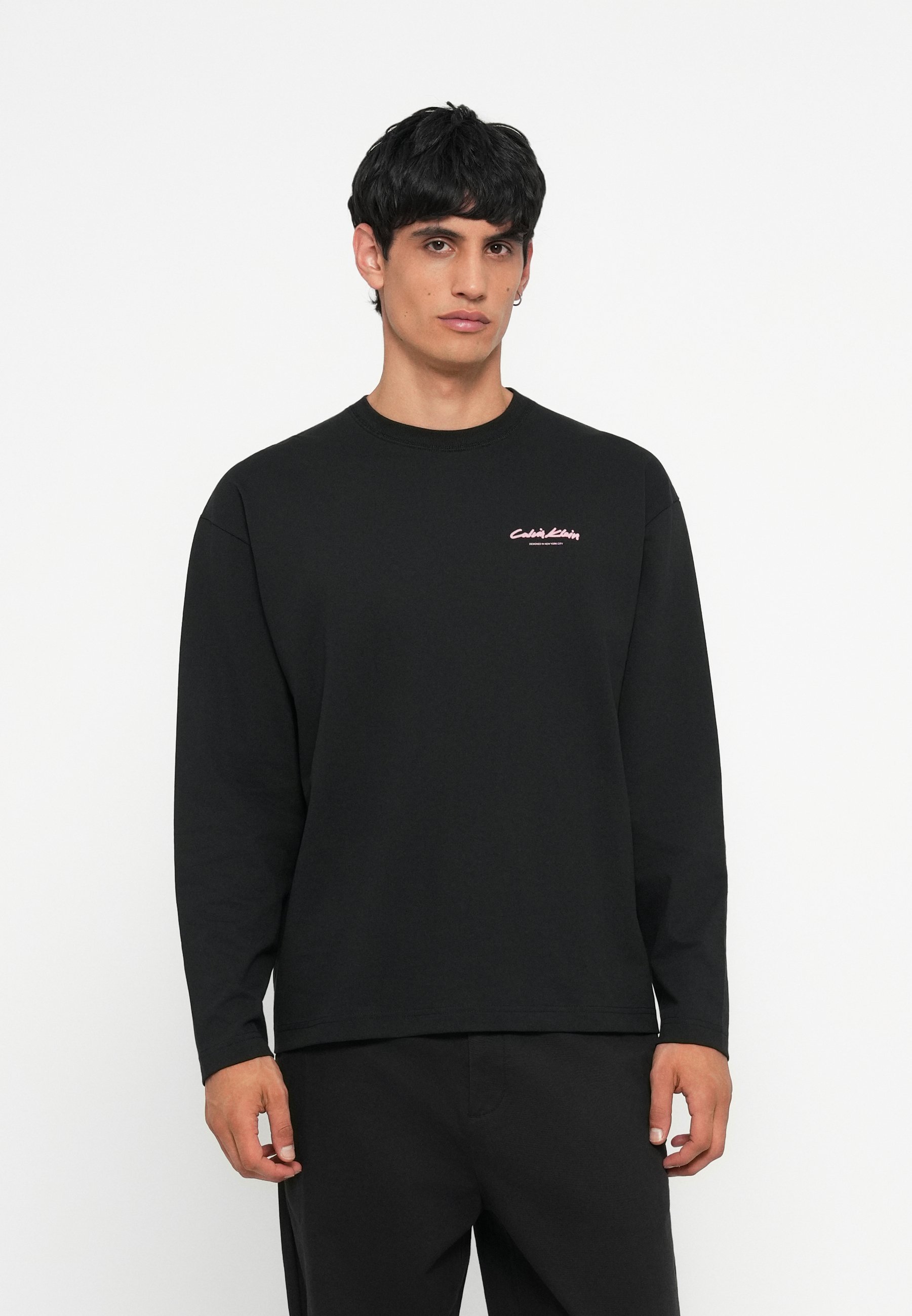 Calvin Klein OVERSIZED T-SHIRT MET GRAPHIC PRINT - Top met lange mouwen - zwart