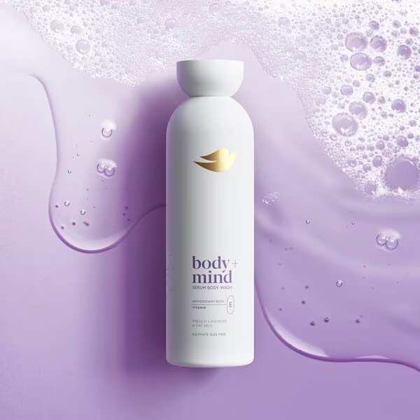 „Dove“ dušo želė „Body+Mind“ su levandomis ir avižomis, 350 ml