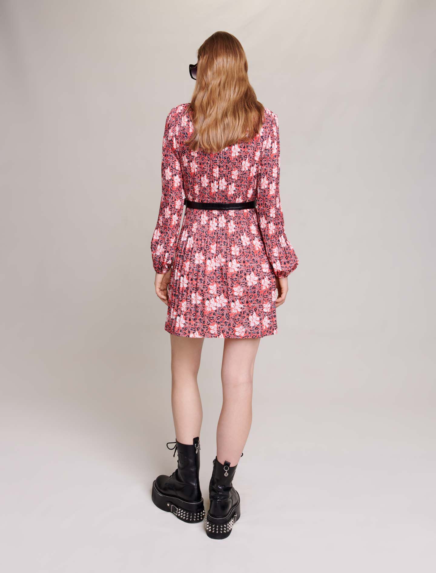 Rochie scurtă cu flori-Imprimé fleurs rouge