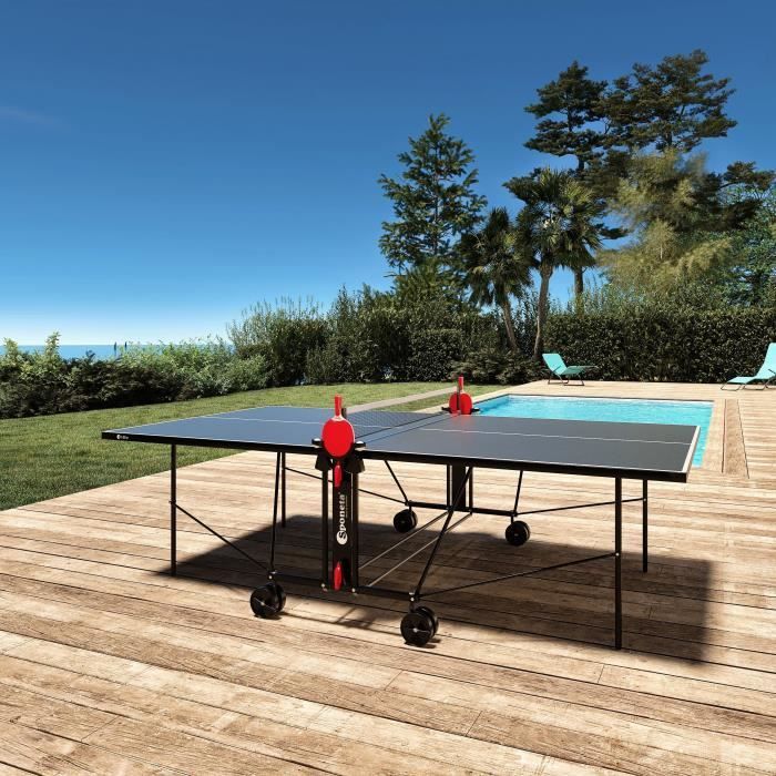 SPONETA - Tavolo da ping pong - Tavolo da ping pong compatto - Uso esterno - Grigio e nero