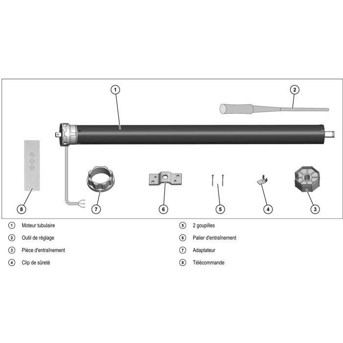 Radiografisch bediende rolluikmotor + afstandsbediening RM30MMB - SUPERROLLO - SR20935 - Diameter 60 mm - 30 Nm - Max. gordijngewicht 66 kg