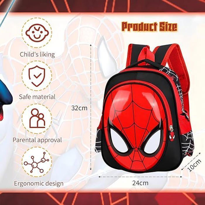 Mochila infantil, mochila escolar, mochila para primaria para niñas, gran capacidad, diseño 3D, roja.