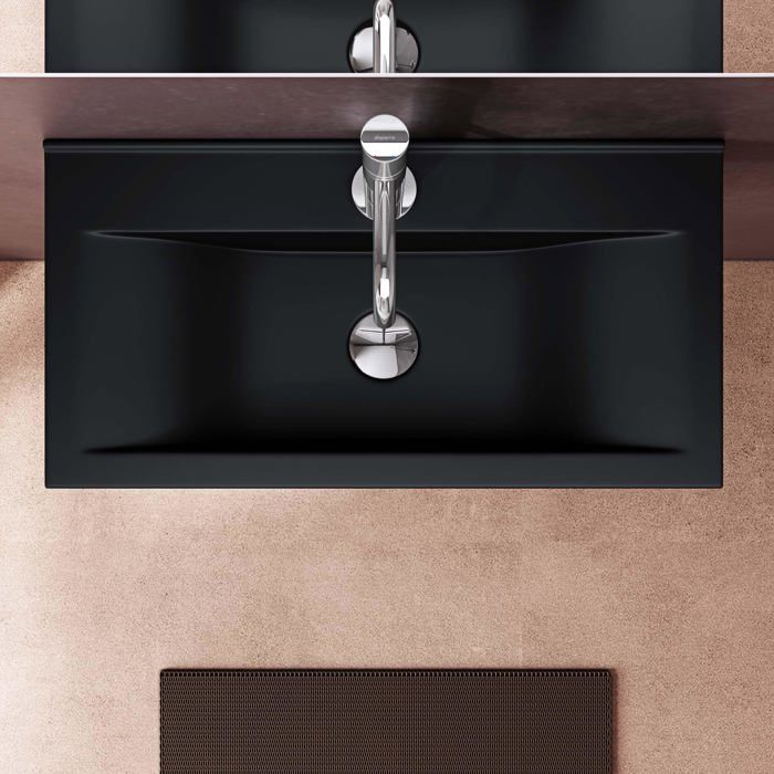 Lavabo de pared o de encimera doporro, lavabo suspendido, diseño Brüssel, 108 g, 62 x 32 x 11 cm, negro mate