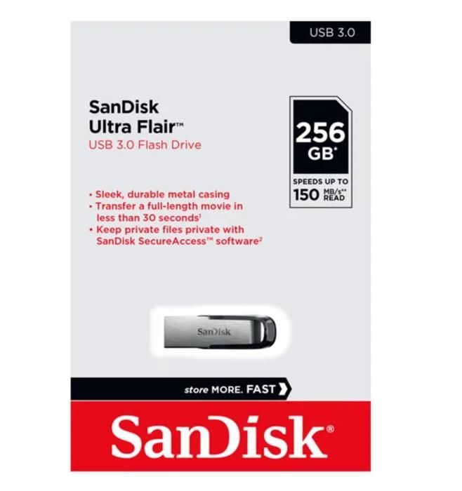SanDisk Ultra Flair 256GB USB Flash Drive - USB 3.0, speeds up to 150MB/s, password protection, 100% original
