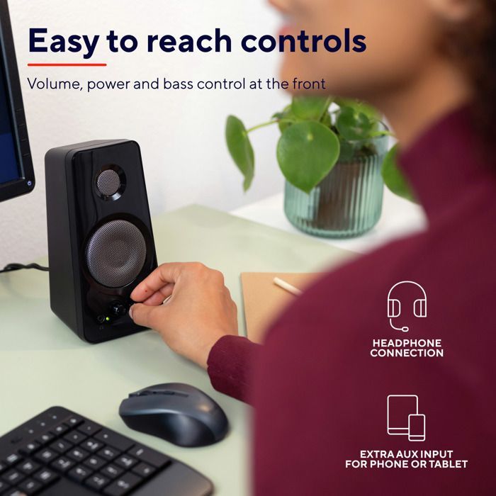 Altavoz Trust Tytan 2.0 para PC, 36 W, conector de 3,5 mm, alimentación USB, para PC, portátil, tableta y smartphone.