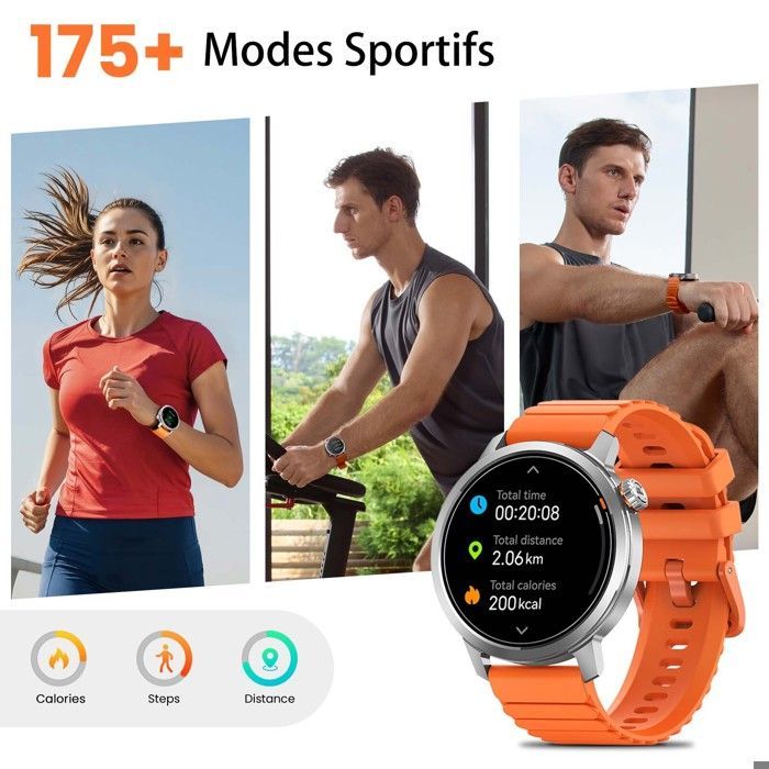 Relógio inteligente KOSPET Orb para homens e mulheres, com certificação IP68 integrada, monitor de atividades de 1,43 polegadas, compatível com Android, iOS, Samsung, Xiaomi e iPhone.