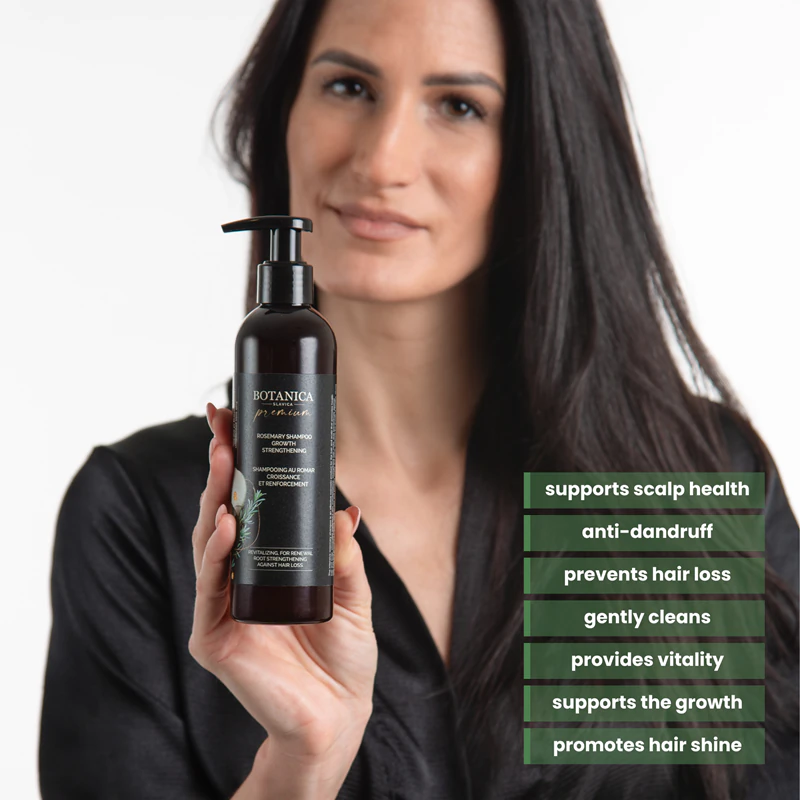 Shampoo intensivo Soaphoria Botanica Slavica de Alecrim para crescimento e fortalecimento dos folículos capilares.