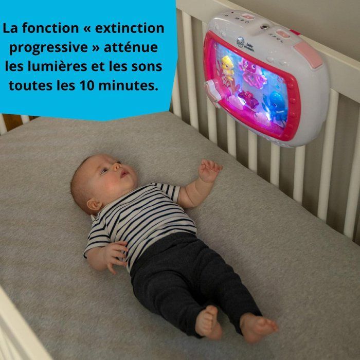 BABY EINSTEIN – Lámpara de noche para bebé Sueños Oceánicos – Sonidos musicales de acuario y océano, control remoto, rosa