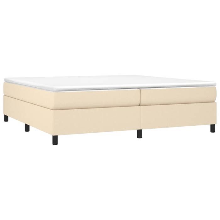 Cama de madera color crema de 200 x 200 cm - Estable y duradera - Estructura de cama de muelles color crema de 200 x 200 cm, tela 001_162915