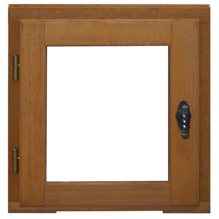 Single-pane window, left-hand opening - H45 x W40 cm - Exotic wood