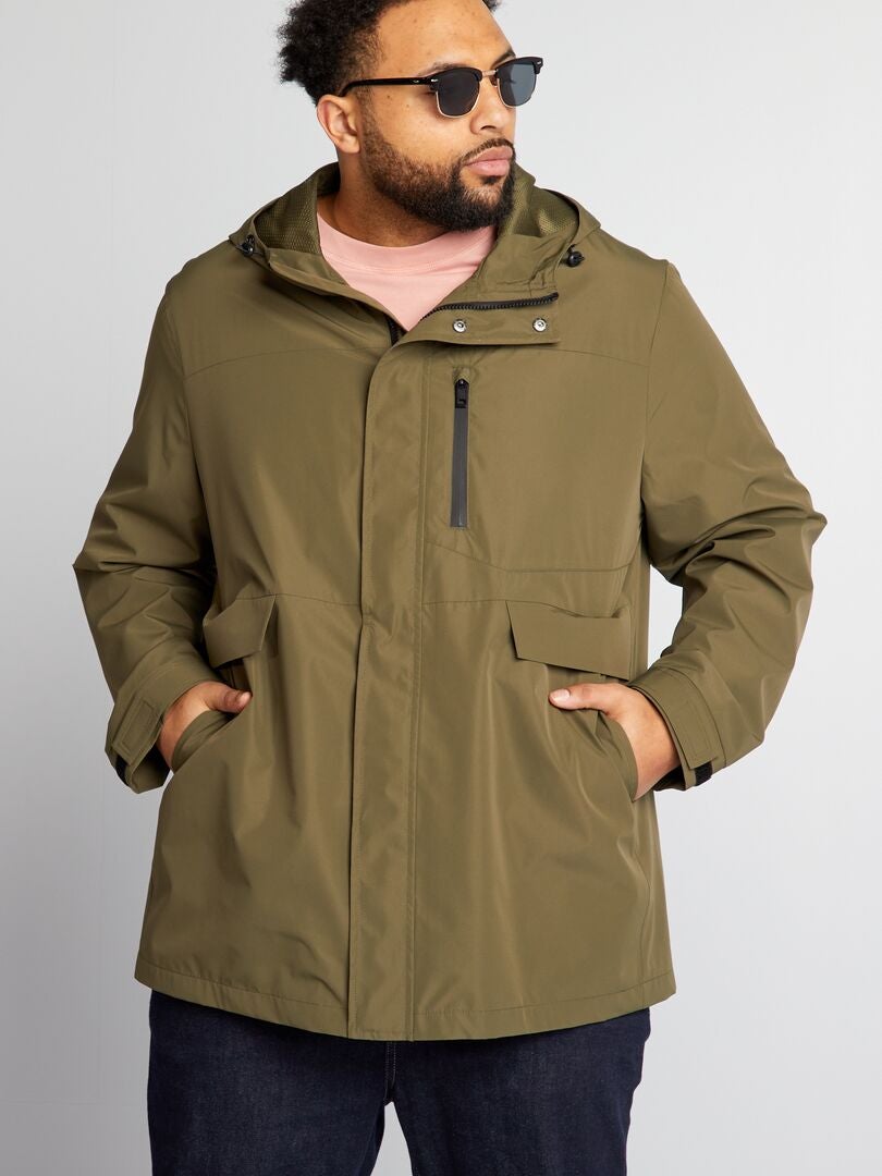 Krótka parka z kapturem - KHAKI