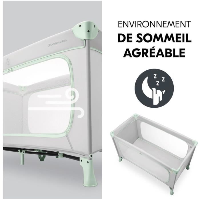 Lit de voyage - HAUCK - DREAM N PLAY PLUS - 60 x 120 cm - Dès la naissance - Pliable - Dusty Mint