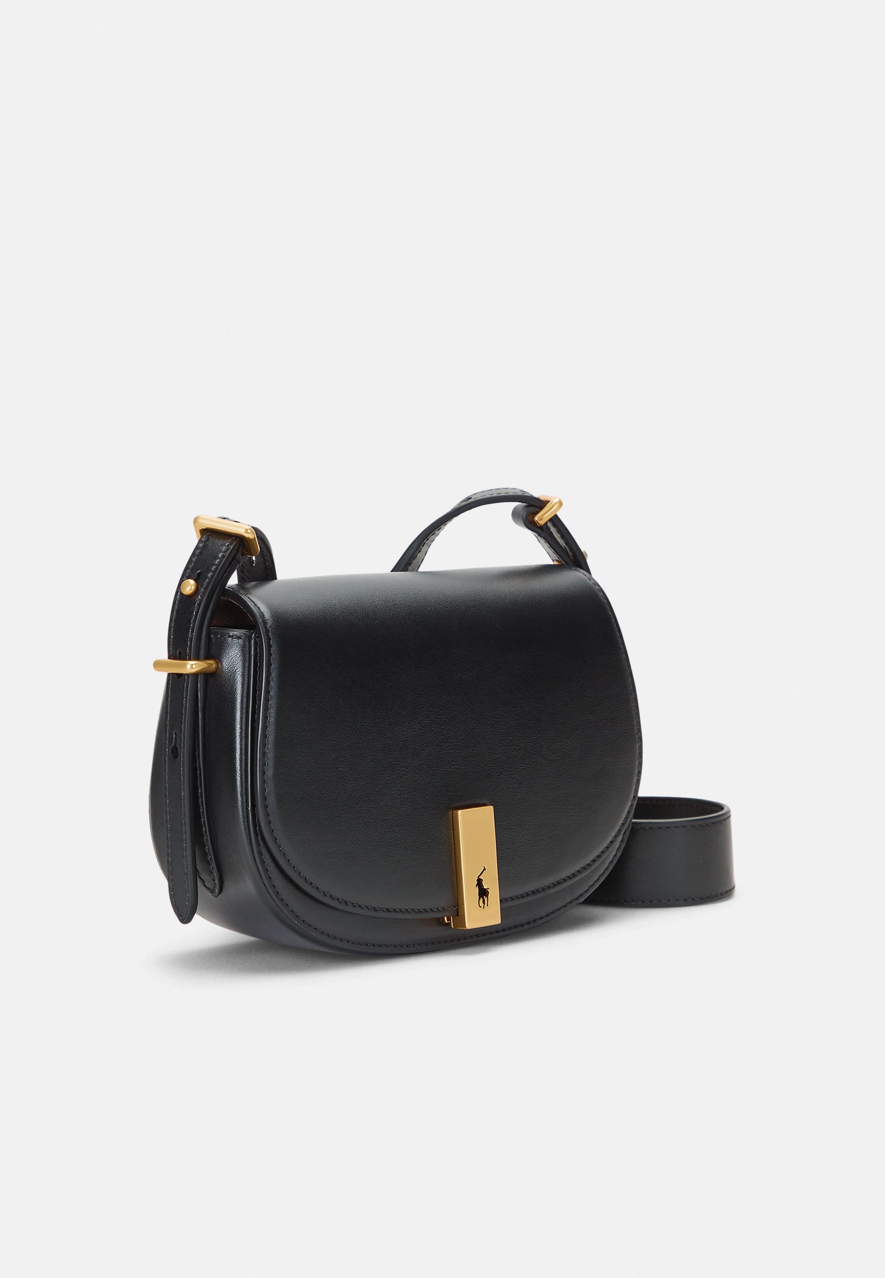 Polo Ralph Lauren POLO ID MINI SADDLE BAG VAN KALFSLEER - Crossbodytas - zwart