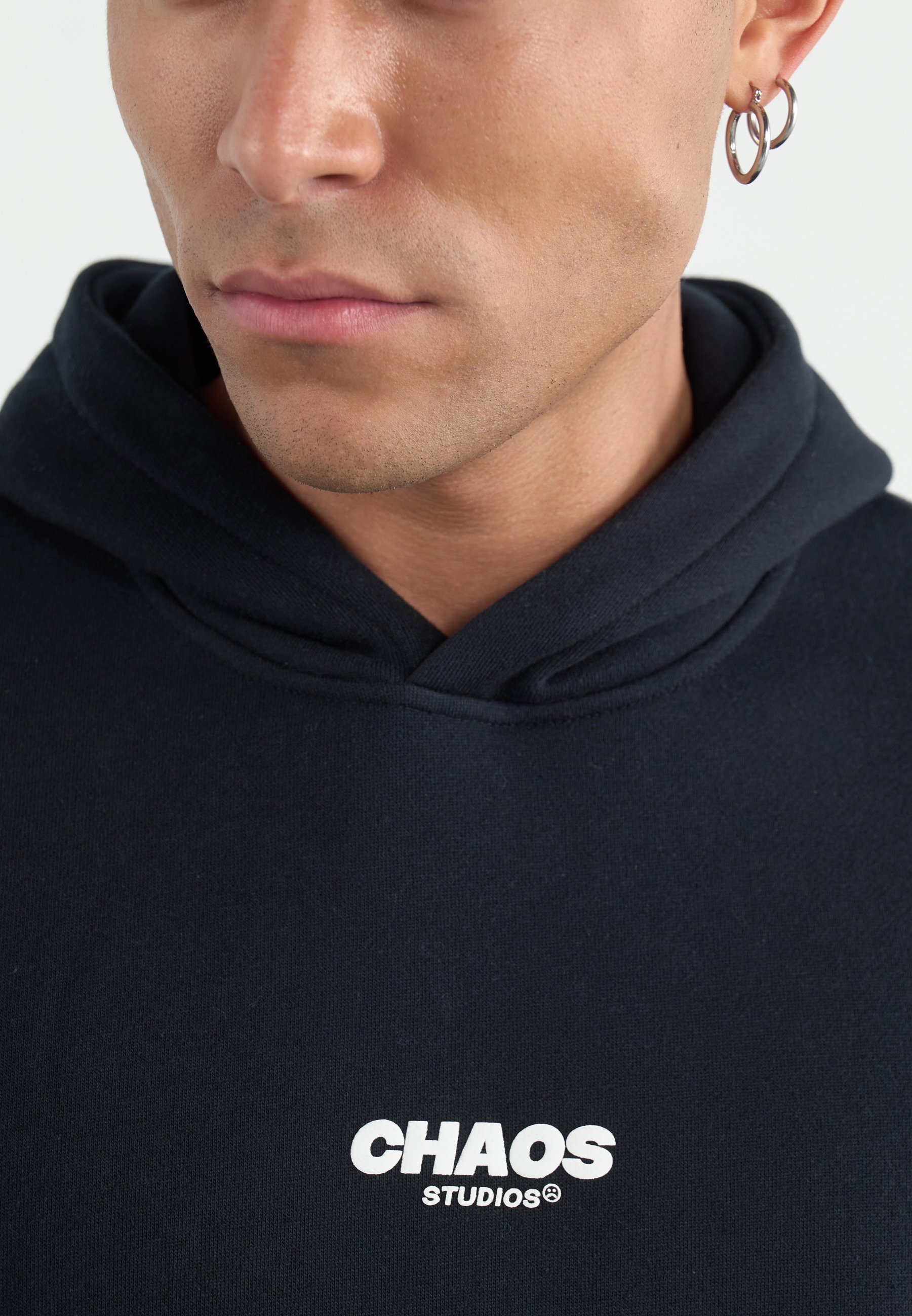 Felpa con cappuccio pesante oversize Yourturn Chaos Unisex - nera