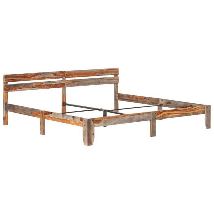 Gris 200 x 200 cm - Cama de madera - Carga máxima 150 kg - Estructura de cama - Colchón no incluido - Madera maciza 200x200 cm 005_346576
