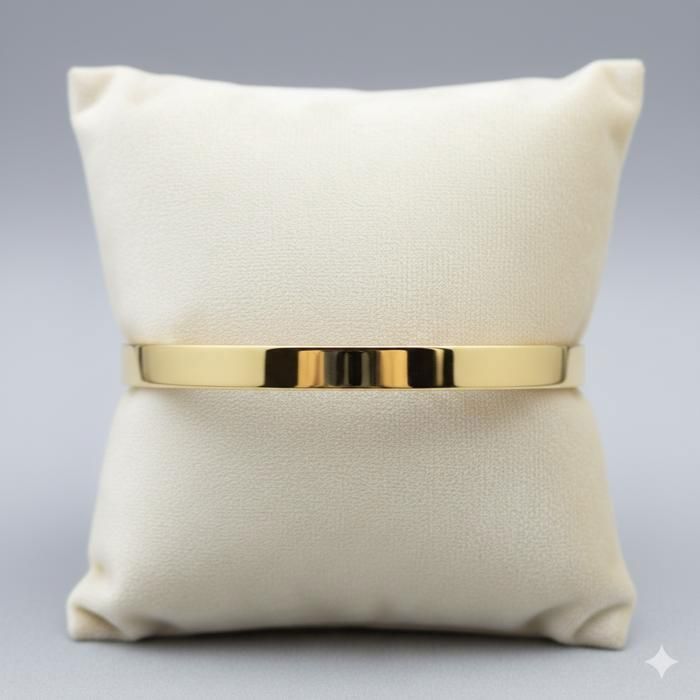 Pulsera - Mujer - Brazalete - Redonda - Lisa - Chapada en oro amarillo de 18k - 3 micras - 66 mm